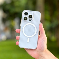 爱否全新立体淬炼冰川光栅手机保护壳适用于iPhone15系列磁吸充电iPhone14 Pro Max同款iPhone13 白晶透亮（无磁吸）
