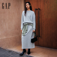Gap女装2025春季胶印logo圆领卫衣简约基础款休闲上衣725763 浅灰色 XL (175/92A)亚洲尺码