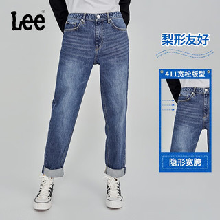 Lee411舒适高腰小直脚中深蓝色水洗女款牛仔长裤休闲潮A5662 中深蓝(25裤长) 29(130-140斤可选)