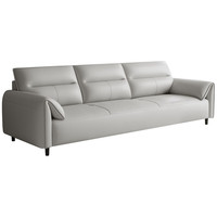 徽月（no）沙发客厅现代简约直排三人位大小户型意式极简皮艺沙发 米白色308款 三人位(2.0米长)直排沙发+脚踏