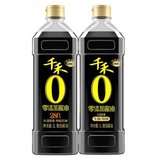 千禾零添加酱油280天+头道原香特级生抽纯粮酿造家用调味1L*2瓶