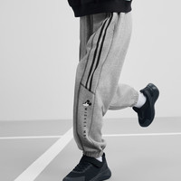 迪士尼（DISNEY）童装儿童男童针织加绒长裤保暖抗静电运动裤子秋冬DB431ME09灰140 中麻灰【加绒】-男