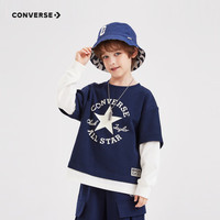 匡威Converse童装春秋季儿童装男女童长袖t恤春秋上衣套头 藏青蓝 110/56(5)