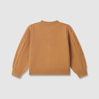 Gap【大小童同款】女童秋冬刺绣绞花针织衫儿童装683610 土黄色 140cm(10-11岁) 亚洲尺码