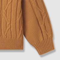 Gap【大小童同款】女童秋冬刺绣绞花针织衫儿童装683610 土黄色 130cm(8-9岁) 亚洲尺码