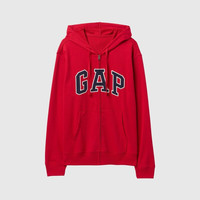 Gap男女装2025春季字母logo拉链连帽卫衣多色外套868454美版 红色 XS 美码 S亚洲码175/88A
