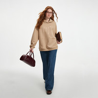 范思蓝恩套头连帽宽松落肩卫衣秋季2024蝴蝶结刺绣上衣13243 卡其色 XS