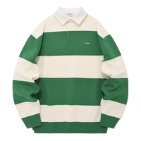 COVERNAT卫衣男条纹polo领长袖休闲宽松内搭上衣男女同款 24秋CR09 绿色 S/165
