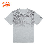 奥索卡 OZARK GEAR户外短袖T恤男2024夏季山水印花棉T恤经典时尚短袖衫339084 浅花灰-402 3XL/190