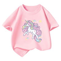 LA CHAPELLE MINI拉夏贝尔女童纯棉A类短袖t恤2025夏季女宝宝儿童半袖上衣夏装 【A类纯棉】草莓熊天蓝 120