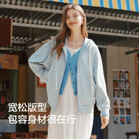 森马（Semir）迪士尼米奇系列外套女连帽宽松2025春季刺绣夹克松弛显瘦廓形 牛仔蓝80335【澄澈蓝】 S 155/80A