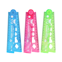 【开学必备】小鱼儿 30厘米彩色塑料折叠软尺多功能带波浪线绘图测量小学生多功能尺子 红绿蓝各1把（共3把）