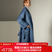 帕什 Max Labbro中长款水波纹100%山羊绒面料大衣女毛呢外套PS-182 雾霾蓝 L（下单接受10天内）