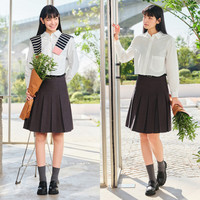 森马（Semir）长袖衬衫女短款小个子显高气质24春季宽松上衣简约 白色调00311 170/92A/XL