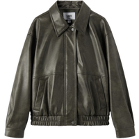 森马 Semir外套女翻领宽松酷飒风高街2024秋复古质感PU仿皮夹克潮酷 黑色调00399 170/92A/XL