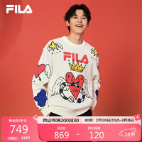 FILA 叕运蛇|斐乐情侣款男女编织衫2025春季新年款时尚涂鸦大LOGO毛衣