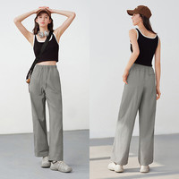 森马 Semir休闲裤女吸湿速干松弛感阔腿裤2025夏凉感防晒垂坠感长裤 茶灰20703 L