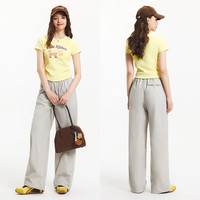 森马 Semir休闲裤女吸湿速干松弛感阔腿裤2025夏凉感防晒垂坠感长裤 烟灰卡50522 L