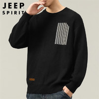 JEEP SPIRIT 吉普毛衣男秋冬季韩版针织衫男士圆领外套线衣男装 黑色 XL