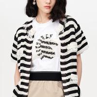 地素夏秋装小众宽松法式条纹针织衫外套开衫女