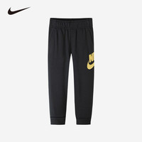 NIKE 耐克小童装男女童加绒保暖长裤春秋儿童针织休闲运动裤子 正黑色／金属金 100 /50 【身高92-98cm】 100(3T)