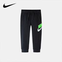 NIKE 耐克小童装男女童加绒保暖长裤春秋儿童针织休闲运动裤子 黑色/夏绿色 110 /50(4T) 【身高98-104】 110/50(4T)
