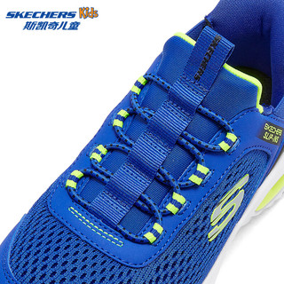 Skechers斯凯奇儿童闪穿鞋秋冬新年男童休闲鞋中大童一脚蹬运动鞋403850L 蓝色/黑色/BLBK 32