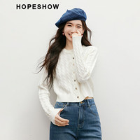 红袖复古绞花毛针织衫春季2025女装正肩圆领休闲百搭气质开衫上衣 黑3050 S