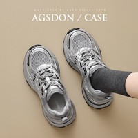 奥古狮登 Agsdon 银色老爹鞋女款2025春季ins百搭厚底增高运动鞋