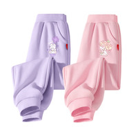 C&A女童春秋裤子2025小女孩洋气童装运动裤儿童秋装卫裤 草莓兔K粉+兔美美K黑 120