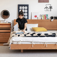小半实木悬浮床樱桃木1.8m北欧日式单双人主卧齐边床 龙猫mini 1.8米 龙猫床mini 1.8m 樱桃木
