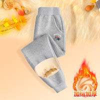 Lavi儿童卫裤冬款加绒中大童冬季羊胎绒长裤男女童长裤童装 羊胎绒长裤-灰-单车 140