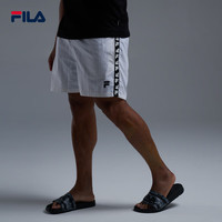 斐乐FILA 24夏男款沙滩裤休闲五分裤字母撞色欧版 亮白色 M