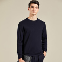 安东尼奥【含桑蚕丝】长袖圆领卫衣男打底T恤衫  藏青 50（175/92A） 