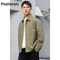 百亿补贴：POSHBRAIN 男士翻领夹克外套春秋高级感痞帅短款潮流休闲男装上衣