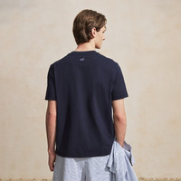 杰克·琼斯（JACK&JONES）男装夏季法斗狗短袖潮简约多色纯棉短袖T恤上衣男224101126 E38 藏蓝色 170/92A/S