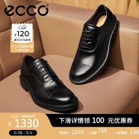 ecco 商务皮鞋男鞋 2024年春季牛津鞋通勤正装皮鞋 都市伦敦525684 黑色52568401001 40