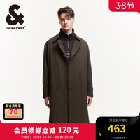 杰克琼斯 杰克·琼斯（JACK&JONES）男装秋季时尚潮静奢风宽松风衣外套阔型翻领中长款大衣高级感 E09 巧克力棕色 175/96A/M