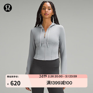 lululemon丨Waist-Seamed Nulu™ 女士腰部缝线拉链连帽衫 LW3HOPS 犀牛灰 8