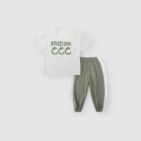 巴厘小猪 儿童运动套装夏季薄款男宝宝短袖T恤夏装短裤婴儿衣 白色 90 cm 90cm