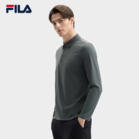 FILA 斐乐男子针织长袖POLO衫2025春季商务简约休闲上衣 军晖绿-DG XL 180/100A/XL