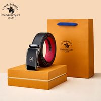 百亿补贴：SANTA BARBARA POLO 圣大保罗 官方正品男士皮带男款真皮自动扣红腰带牛皮裤带2024新款