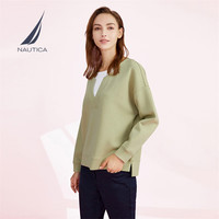 诺帝卡(NAUTICA)女装秋冬亲肤柔软带弹保暖圆领套头卫衣女23KM01 豆绿色3L3(223) XL