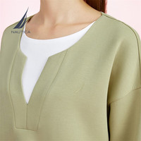 诺帝卡(NAUTICA)女装秋冬亲肤柔软带弹保暖圆领套头卫衣女23KM01 豆绿色3L3(223) L