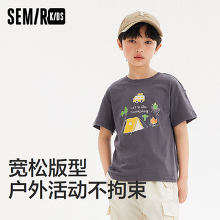 森马（Semir）儿童【夏季福袋】短袖T恤休闲裤夏季时尚男童女童休闲装 A款T恤-茶灰【时尚印花】 120