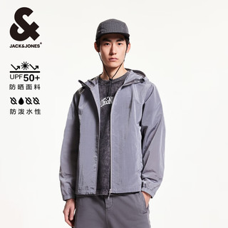 杰克·琼斯（JACK&JONES）25年男装防晒衣服男士紫外线UPF50+防泼水连帽外套夏季户外皮肤衣 D38铅灰色 常规 M