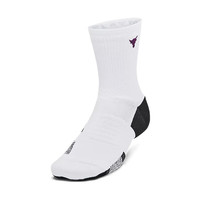 安德玛（UNDERARMOUR）Project Rock强森男女训练运动中筒袜-1双装1376230 白色101 L