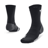 安德玛（UNDERARMOUR）Project Rock强森男女训练运动中筒袜-1双装1376230 黑色001 XL