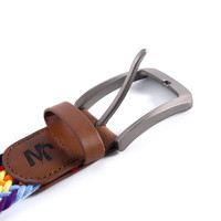 真维斯男装彩色织休闲腰带 春秋季男女同款针扣通勤男士腰带LP 橙红2230 118cm