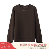 Basic House/百家好高级感纯色圆领卫衣冬季宽松套头上衣2025 巧克力咖 XL 130-145斤